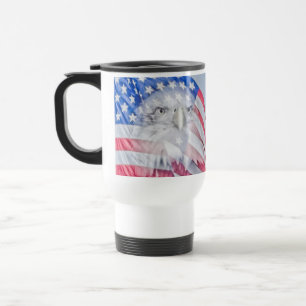 Taza De Viaje El águila calva y la bandera estadounidense
