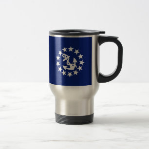 Taza De Viaje El ancla náutica americana de la bandera del yate