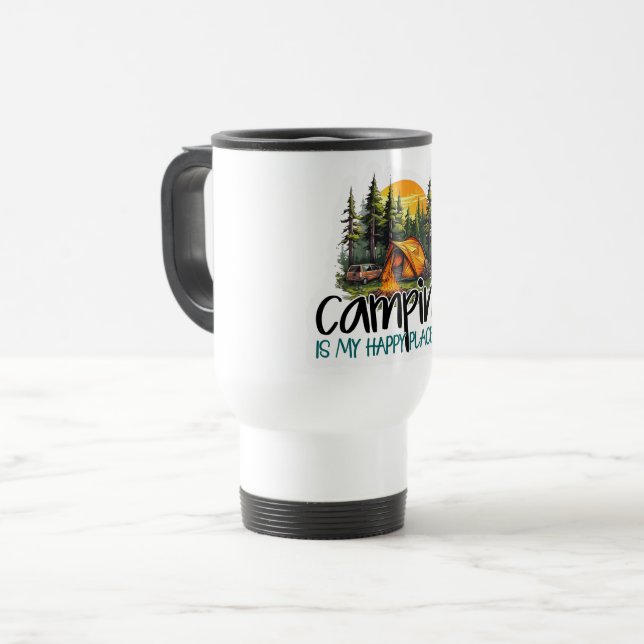 Taza De Viaje El camping lindo es mi lugar feliz, café de viaje (Anverso izquierdo)