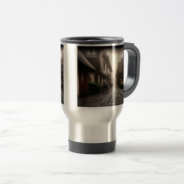 Taza De Viaje El centro de Hobbiton en un día de niebla (Anverso derecho)