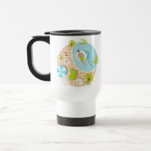 Taza De Viaje El chico de la piscina en vacaciones de playa de v