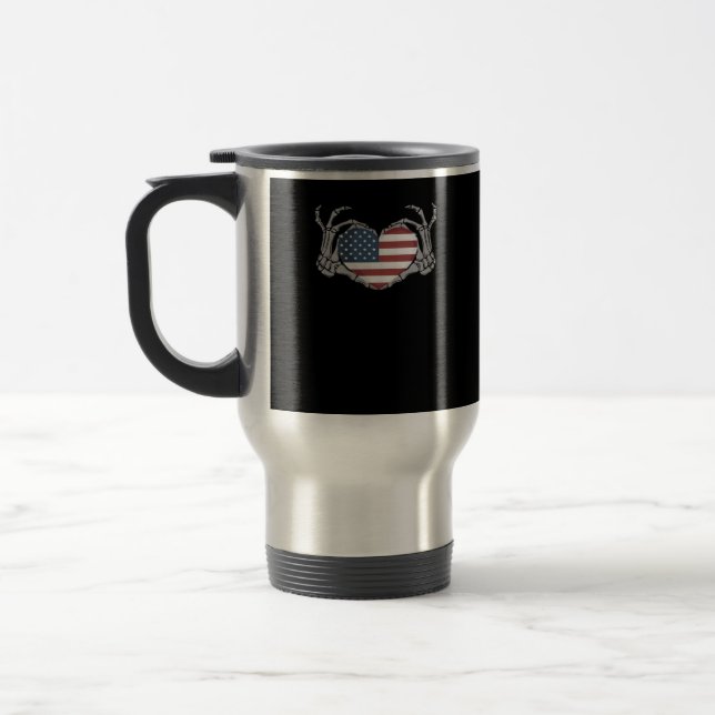 Taza De Viaje El corazón de la bandera estadounidense (Izquierda)