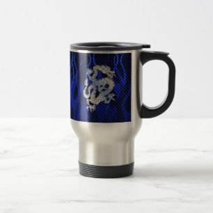 Taza De Viaje El cromo azul tiene gusto de estilo de la fibra de