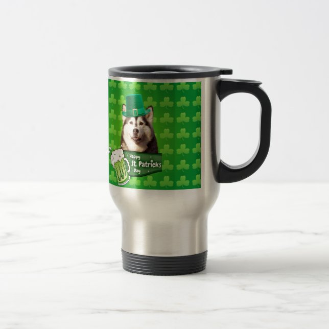 Taza De Viaje El delicioso Gorra siberiano Husky Dog St. Patrick (Derecha)