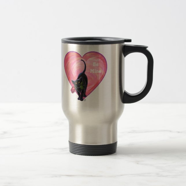 Taza De Viaje El día de San Valentín de gato negro (Derecha)