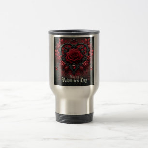 Taza De Viaje El día de San Valentín de rosas rojas góticas