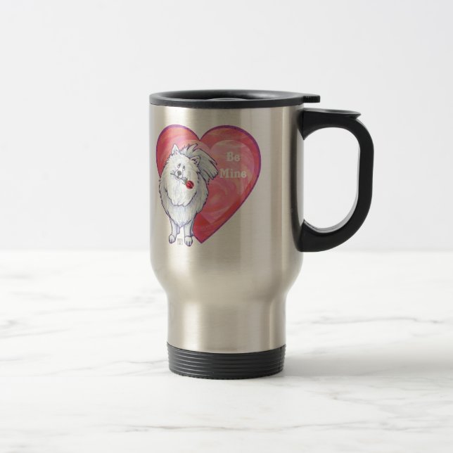 Taza De Viaje El día de San Valentín Pomerania Blanca (Derecha)