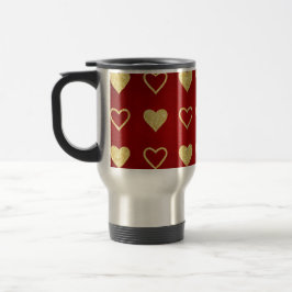 Taza De Viaje El día de San Valentín Red Luxury Golden Hearts