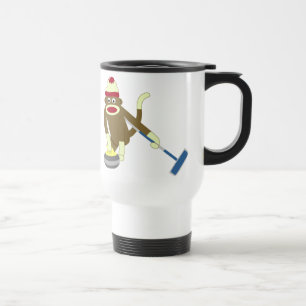 Taza De Viaje El encresparse olímpico del mono del calcetín