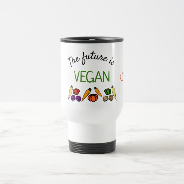 Taza De Viaje El futuro es VEGAN, personalizado, tu nombre (Centro)