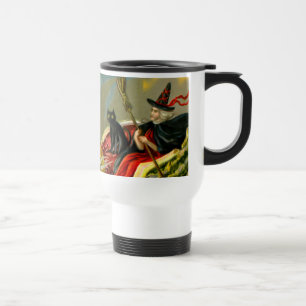Taza De Viaje El gato negro y la bruja de Halloween