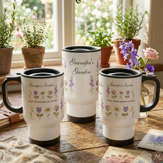 Taza De Viaje El jardín de abuelo con 5 flores de nacimiento