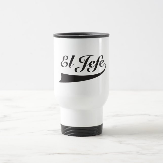 Taza De Viaje EL Jefe en letras negras (Centro)