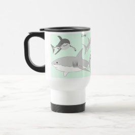 Taza De Viaje El juguetón diseño azul de los tiburones del océan