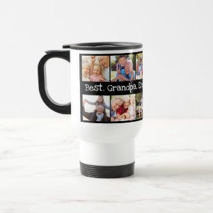 Taza De Viaje El mejor abuelo de collage de fotos en blanco y ne