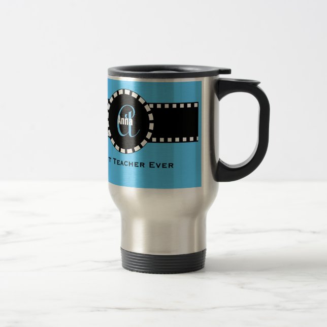 Taza De Viaje El mejor AZUL conocido V05 del monograma y del (Derecha)