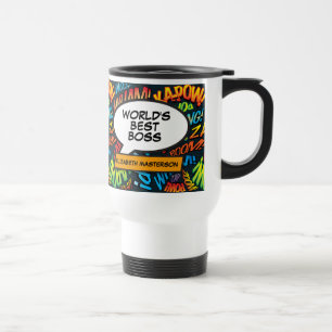 Taza De Viaje El Mejor Jefe del Mundo Divertido Arte Pop de Cómi