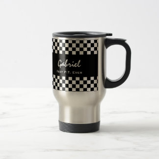 Taza De Viaje El mejor negro del terapeuta físico comprueba