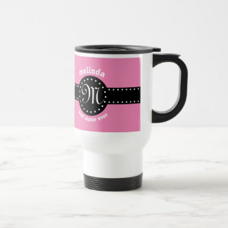 Taza De Viaje El mejor ROSA A05B1 del monograma de los lunares