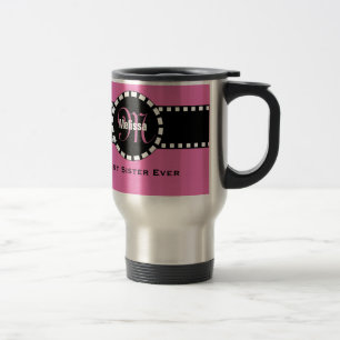 Taza De Viaje El mejor ROSA conocido del monograma y del