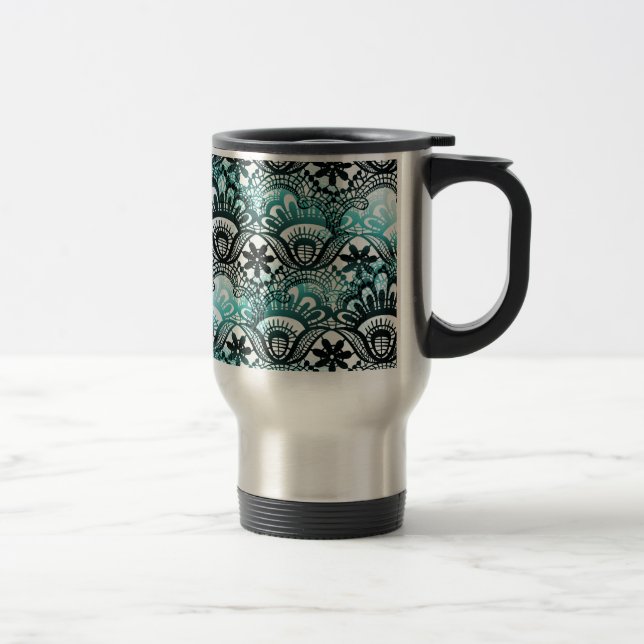 Taza De Viaje El negro azul de la aguamarina elegante se (Derecha)