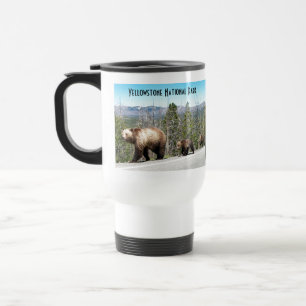 Taza De Viaje El oso grizzly salvaje mamá y cobs en piedra amari