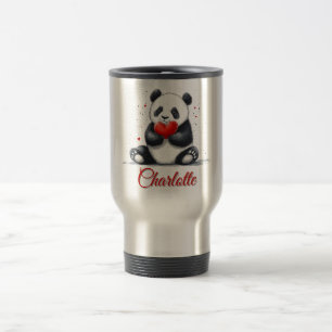 Taza De Viaje El Panda lindo con el nombre de Personalizable