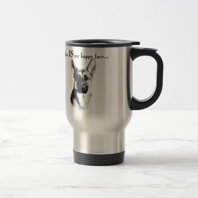 Taza De Viaje El pastor alemán Happy Face (Derecha)