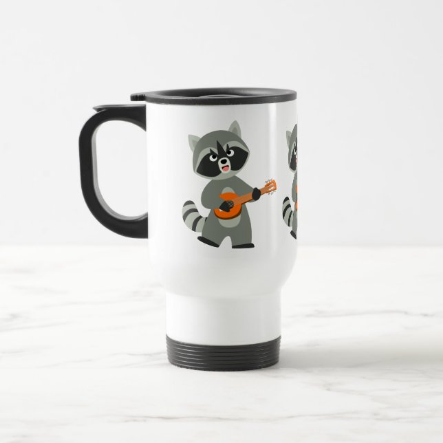 Taza De Viaje El Personalizado Cute Raccoon Jugando Banjo Commut (Izquierda)