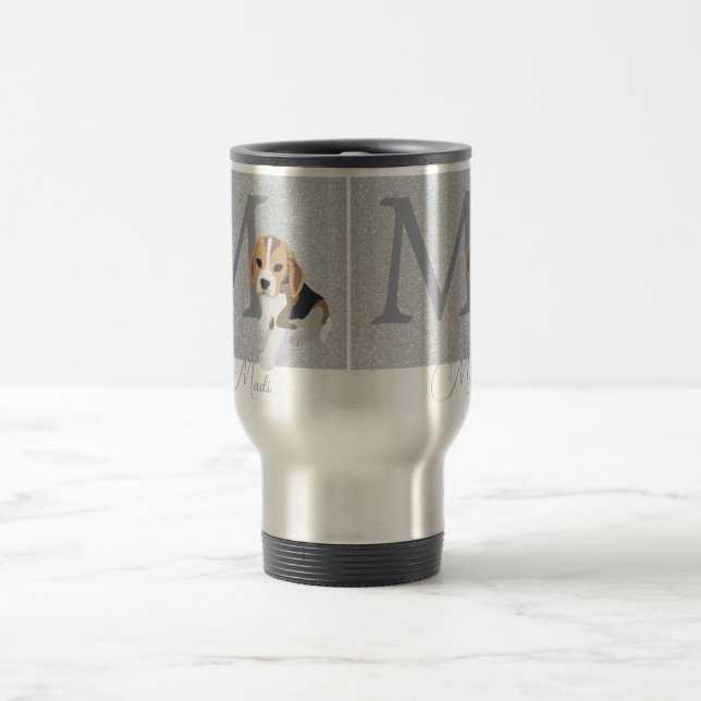 Taza De Viaje El Purpurina de plata Beagle Dog Dueño y el orgull (Centro)