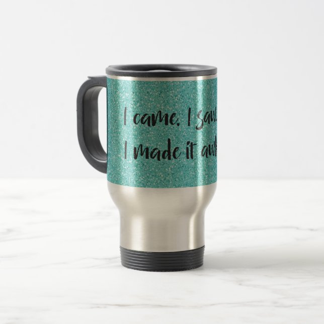 Taza De Viaje El Purpurina verde azulado que hice fue incómodo v (Anverso izquierdo)