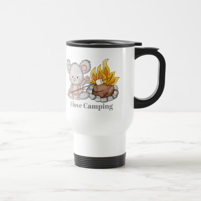 Taza De Viaje El ratón lindo añade el mensaje que acampa (Derecha)