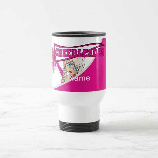 Taza De Viaje El rosa personaliza a la animadora (Centro)