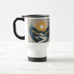 Taza De Viaje El sol se eleva entre el río