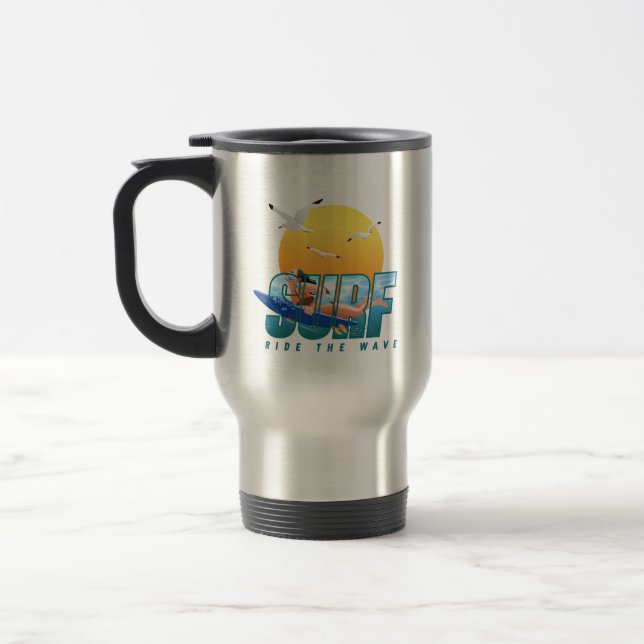 Taza De Viaje El surfista avanza por la ola | F) (Izquierda)