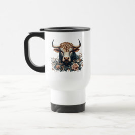 Taza De Viaje El toro majestuoso en flor