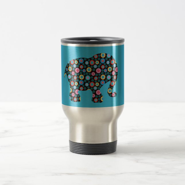Taza De Viaje Elefante de flores de bonito azul (Centro)