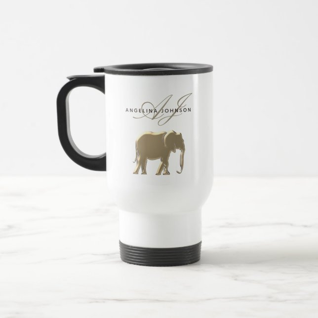 Taza de viaje Elefante Dorado Personalizada (Izquierda)