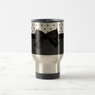 Taza De Viaje Elefantes Adorables y Bonitos,Lunares,Lazo Negro