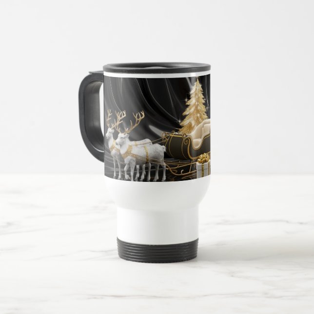 Taza De Viaje Elegancia de Navidades dorados - Sleigh & Reindeer (Anverso izquierdo)