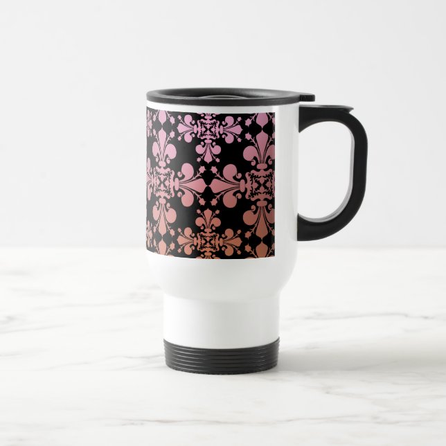 Taza De Viaje Elegancia gótica fleur de lis damask 3 (Derecha)