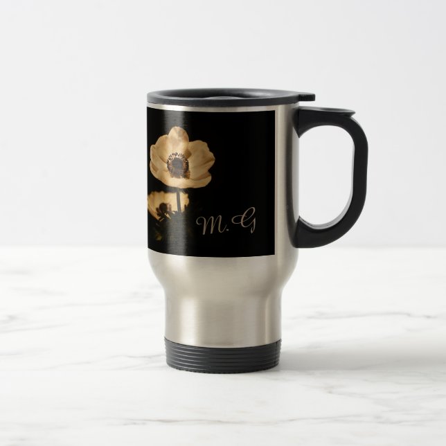 Taza De Viaje Elegant Anemone Flowers Initials (Derecha)