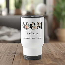 Taza De Viaje Elegant Floral Personalized Mom Travel Coffee Mug