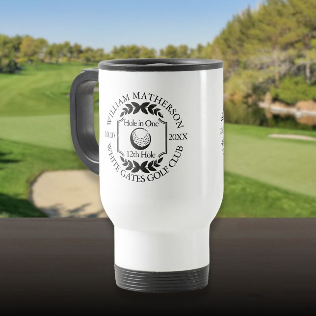 Taza De Viaje Elegante agujero en un clásico golf personalizado (Stylish Hole in One Classic Personalised Golf Travel Mug)