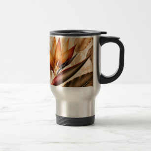 Taza De Viaje Elegante ave del paraíso y arte botánico Ginkgo