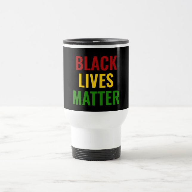 Taza De Viaje Elegante BLACK LIVES MATTER Nombre Monograma (Centro)
