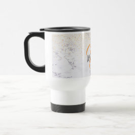 Taza De Viaje Elegante mármol blanco y falso purpurina monograma