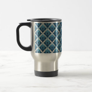Taza De Viaje Elegante patrón floral boho en azul