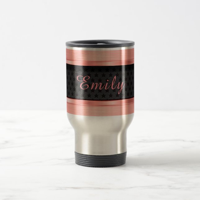 Taza De Viaje Elegante Rosa Gold Metallic (Centro)