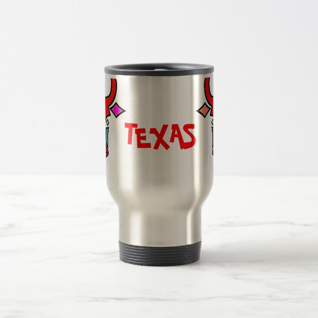 Taza De Viaje Elegante Texas Longhorn Aluminio Travel Mug (Centro)